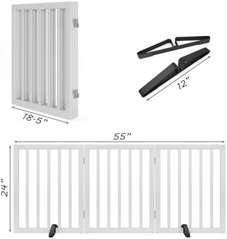 Dog Gates for The House Freestanding Foldable Pet Gates for Doorways 3 Panels - Image 5