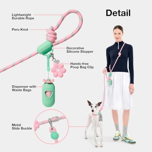 VETRESKA Hands-Free Dog Leash, 8FT Flora Rope Leash - Image 4