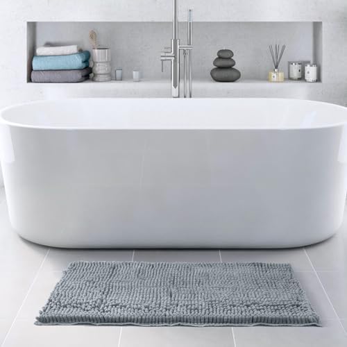 FRESHMINT Large Chenille Bathroom Rugs Mat 36"x24", Non-Slip Bath Mat - Image 2
