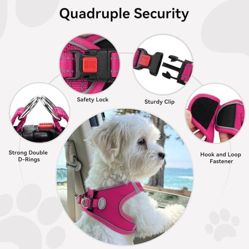 Joytale Step-in Dog Harness, Soft Breathable Mesh, Hot Pink L - Image 6