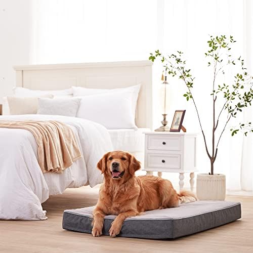 Orthopedic Memory Foam Dog Bed for Large Dogs, Cooling Gel Dog Crate Mat - Image 2