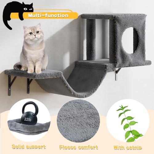 12-in-1 Cat Wall Shelves, Luxury Wall-Mounted Cat Shelves, Dark Gray - Image 4