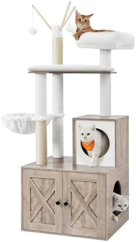 Feandrea Cat Tree with Litter Box Enclosure, 2-in-1 Condo by FeandreabySONGMICSHOME