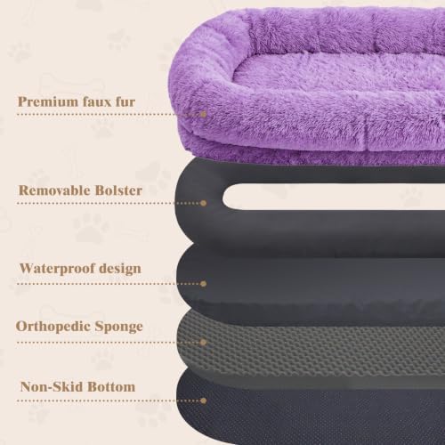 Human Dog Bed, Washable Faux Fur Pet Bed - Image 3