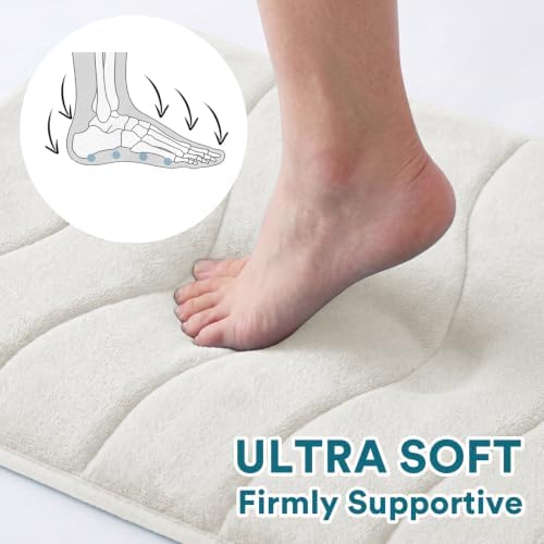 Flamingo P Ivory White Bath Mat 47x17 Extra Long Quick Dry Washable - Image 3