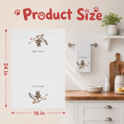 Racoon Kitchen Towels, Cute Hand Tea Towel - Image 2