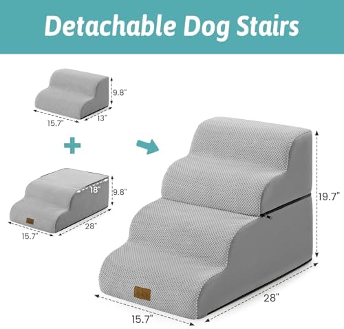 COZY KISS Detachable Small Dog Stairs 19.7"H, 4 Step Pet Ramp - Image 2