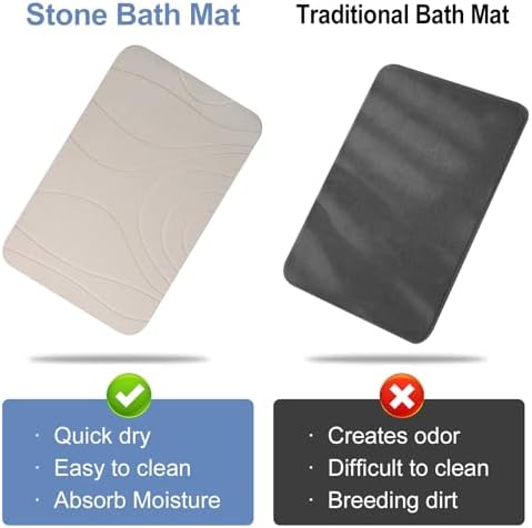 Stone Bath Mat, 2 Pack Diatomaceous Earth Shower Mat, Non-Slip Super Absorbent - Image 5