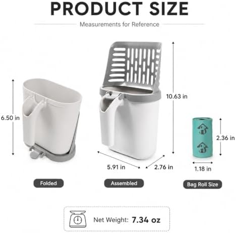 Cat Litter Scooper with Holder, Built-in Bin & 120 Bags, Easy Clean Scoop - Image 4