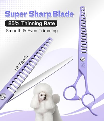 7" Professional Chunker Dog Grooming Scissors, Japanese 440C Stainless Steel - Image 2