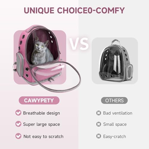 Cawypety Cat Backpack Carrier Large Space Bubble Backpack up to 12lbs Pink - Image 2