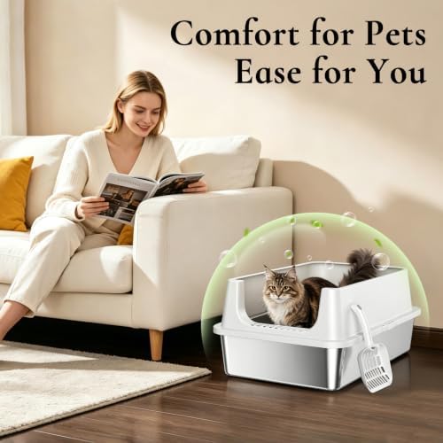 XL Open Top Stainless Steel Litter Box - Image 5