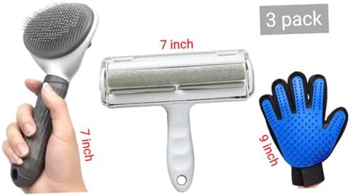 3-Pack Pet Grooming Kit for Dogs & Cats Self-Cleaning Slicker Brush, Deshedding - Image 2