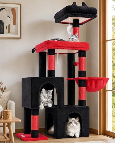 Globlazer 52in Gothic Cat Tree for Indoor Cats, 2 Condos by Globlazer