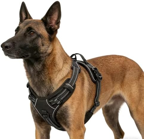 Adjustable Reflective Black No-Pull Dog Harness by Unknown