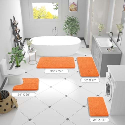 OLANLY Bathroom Runner Rugs 45x27, Extra Soft Absorbent Chenille Bath Rugs - Image 2