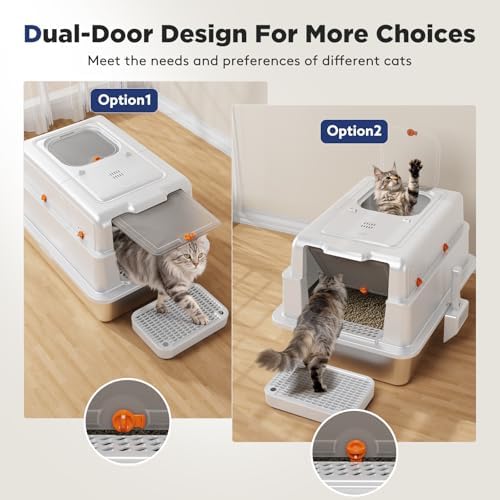 FURTIME XXXL Extra Large Enclosed Stainless Steel Litter Box - Image 5