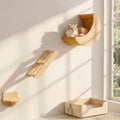 Cat Wall Shelves Set, Solid Wood Moon Bed, Perch & Stair by HAPYKITYS