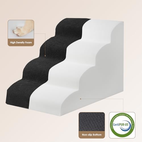 EHEYCIGA Curved Dog Stairs Ramp, 4-Step High Beds, 19.7" H Pet Step - Image 2