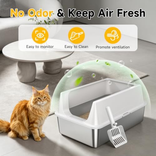 XL Open Top Stainless Steel Litter Box - Image 4