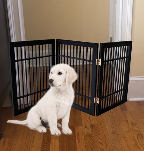 Urnporium Freestanding Wooden Dog Gate – Folding Acacia Hardwood Pet Barrier - Image 6