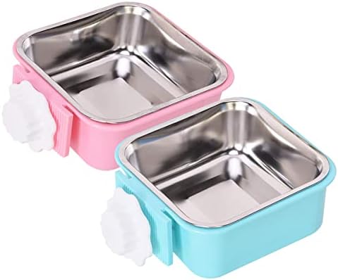 Dog Crate Bowl, Hanging Stainless Steel Removable Pet Crate Water & Food Bowls by QIYADIN