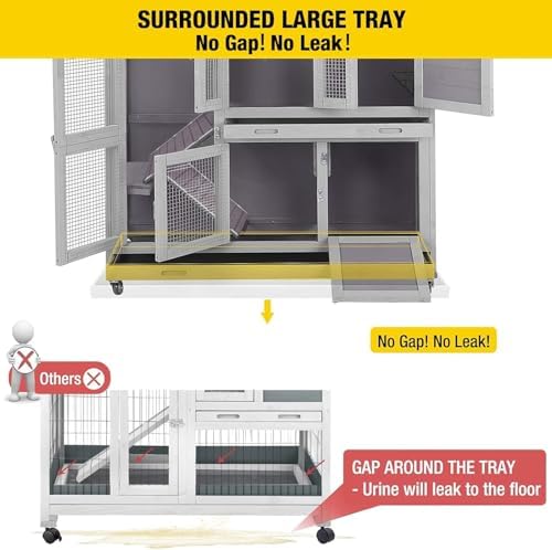Aivituvin Two Story Rabbit Hutch Bunny Cage - Image 2
