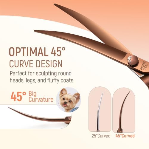 45° Super Curved Dog Grooming Scissors 7.5'' Matte Bronze - Image 2