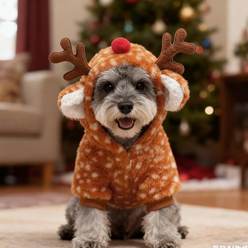 Dog Hoodie Christmas Reindeer Costume,Fluffy Christmas Dogs Sweater Cute Outfits,Warm Moose Coat Pet Clothes Winter for Puppy Small Medium Large Dogs - Image 7