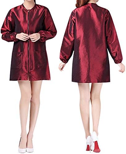 TOPTIE Salon Jacket with Long Sleeve, Unisex Satin Grooming Smock - Image 2