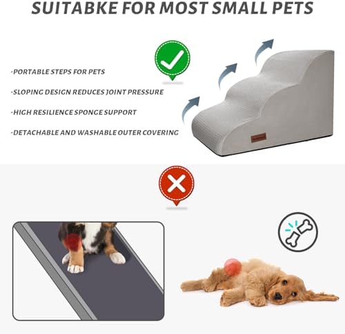 Aodisman Dog Stairs for Small Dogs and Cats, 3-Step Pet Ramp for Couch - Image 4