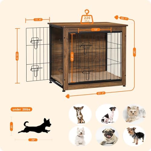 DWANTON 27" Dog Crate Furniture, Dog Kennel Indoor, - Image 3