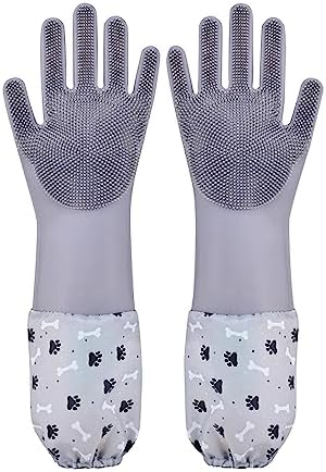 Pet Grooming Gloves Pet Hair Remover Cat, Dog Washing Gloves Silicone Heat by 1TO3GO