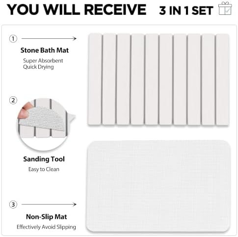 Stone Bath Mat Diatomaceous Earth Shower Mat Non-Slip Super Absorbent - Image 5