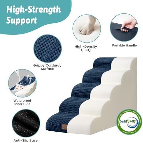 COZY KISS Wide Dog Stair for Small Dog 22.6" H, Pet Ramp for High Bed - Image 4