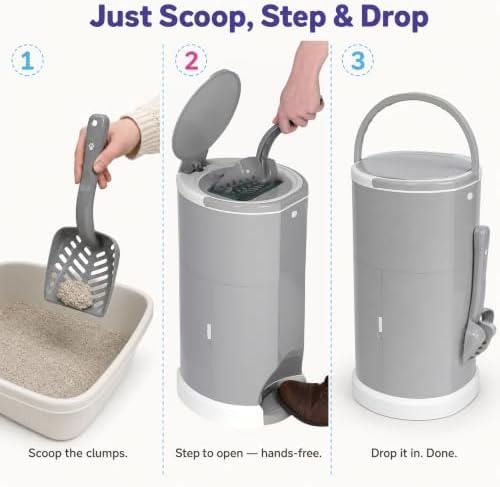 Litter Champ Cat Litter Disposal System, Hands-Free Pedal Trash Can - Image 2