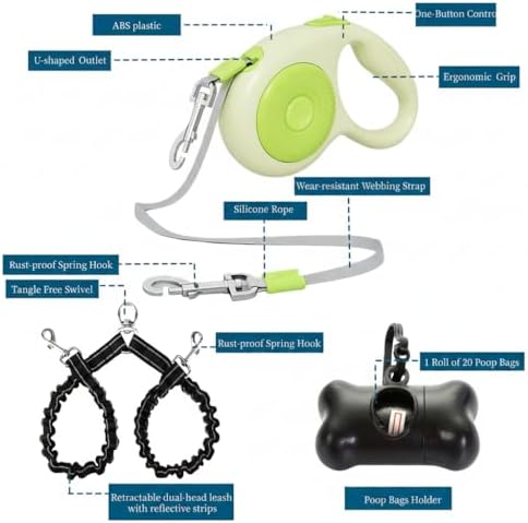 Dual Retractable Dog Leash for 2 Large Dogs, One-Button Break and Lock - Image 3