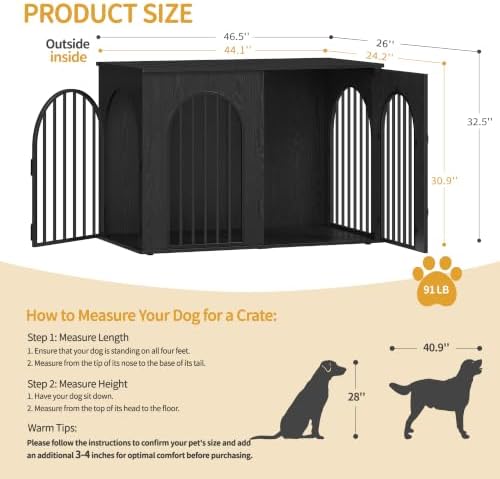 Hzuaneri 46.5'' Dog Crate Furniture, Dog Kennel Indoor - Image 2