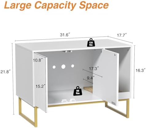 Cat Litter Box Enclosure, Fluted Hidden Litter Box Furniture - Image 4