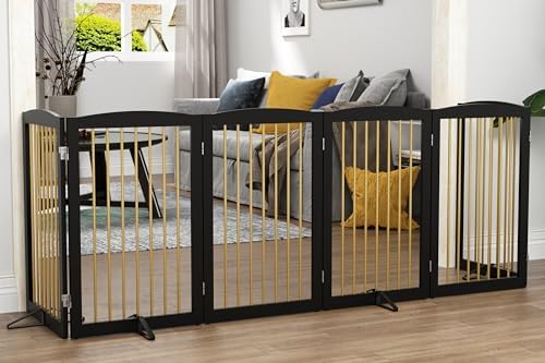 PUPETPO Freestanding Pet Gate for Dogs, Indoor Wooden Dog Gate for House - Image 2