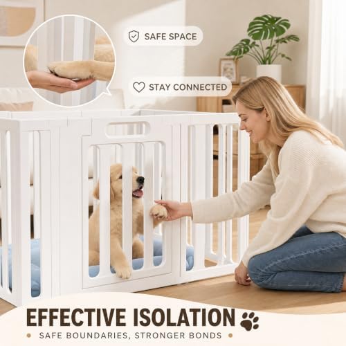 VNE Dog Playpen Indoor with Door, Portable Puppy Playpen, 8-Panel Pet Pen - Image 2