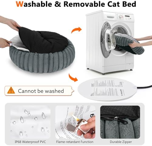 INVENHO Heated Cat Beds for Indoor Cats and Small Dogs, Removable Waterproof - Image 7