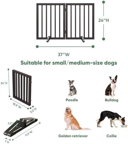 Dog Gates for Doorways, Freestanding Foldable Dog Gate Indoor, Pet Gates for - Image 2