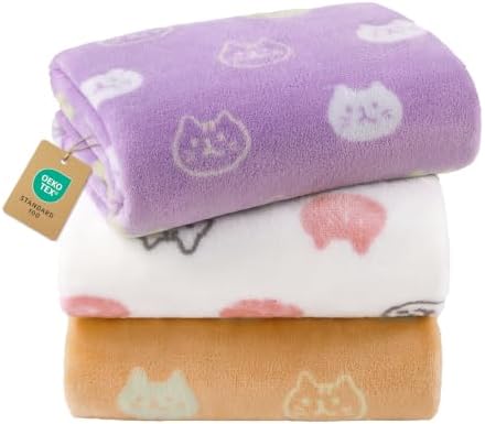 Luciphia 1 Pack 3 Blankets Super Soft Fluffy Premium Cute Cat Pattern Pet by luciphia