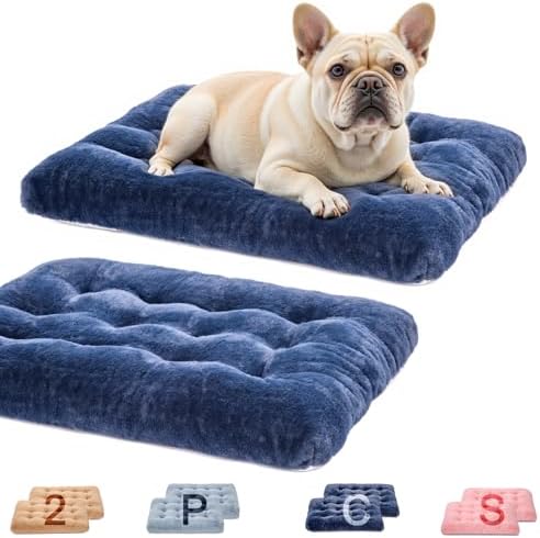 2 Pack Dog Bed, Washable Deluxe Plush Dog Crate Beds by MOIRIG