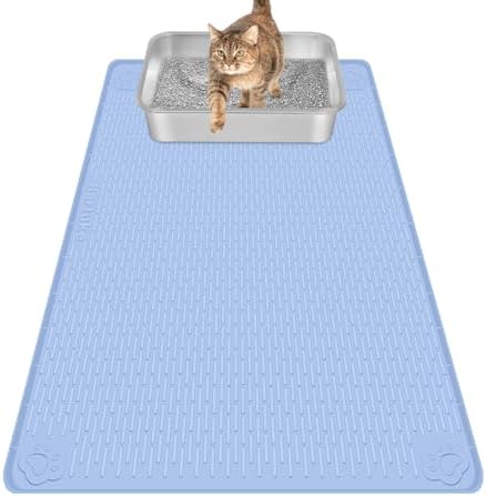 Silicone Cat Litter Mat for Litter Box 34”x22” Large Cat Mat by Bartuke