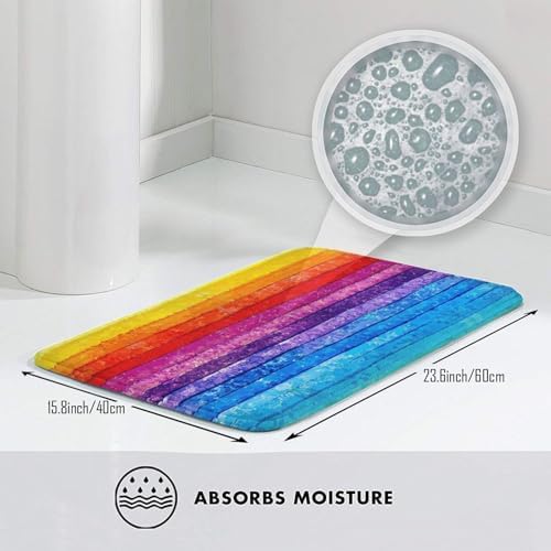 Painted Rainbow Bath Mat 24x16 Inch Non-Slip Soft Microfiber Bathroom Rugs - Image 5