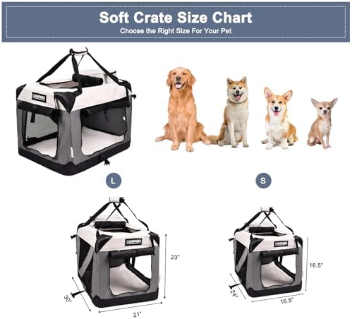 JESPET 3 Door Soft Dog Crates Kennel, Collapsible Travel Pet Carrier - Image 3