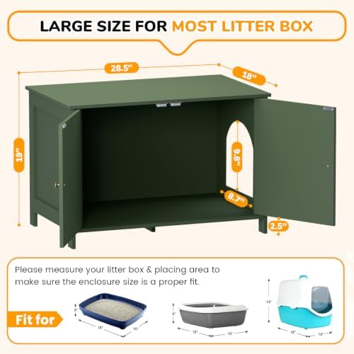 Cat Litter Box Enclosure Furniture Dog Proof, Hidden Kitty Washroom Cabinet Low - Image 4