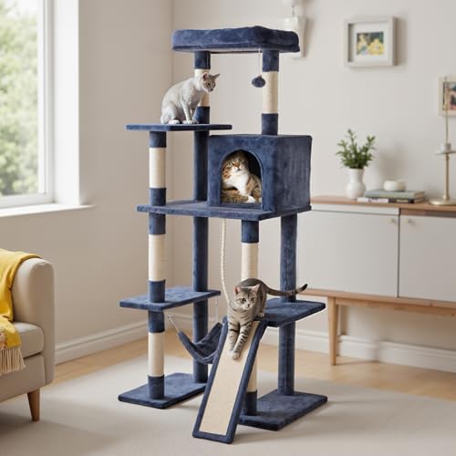 63 Inch Cat Tree Tower with Sisal Scratching Post - Image 2